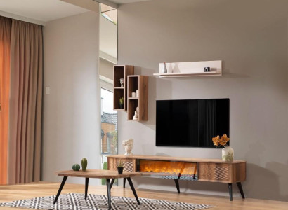 Stylish Living room Furniture Modern TV cabinet Lowboard Wood Coffee table Shelves